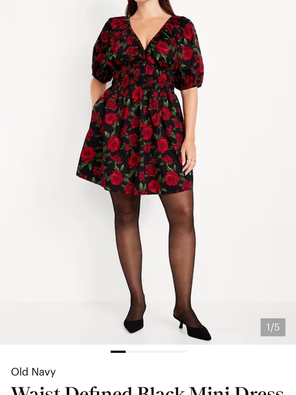 Black Floral V-Neck Romper with Red Rose Print Old Navy size XL - Picture 9 of 9